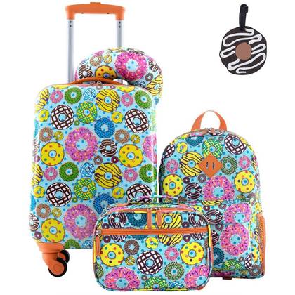Travelers Club Kids' 5pc Hardside Checked Spinner Luggage Set - Donut