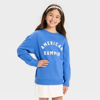 Girls' 4th of July Pullover Sweatshirt - Cat & Jack™ Blue L