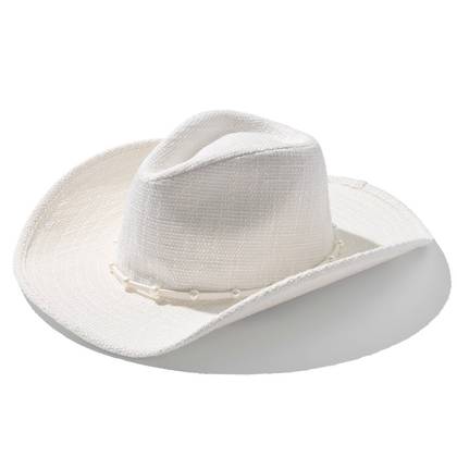 Kendra Scott Sawyer Cowboy Hat - Ivory: Tweed, Midweight, Comfort Elastic, One Size Fits Most