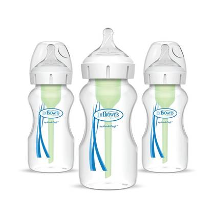 Dr. Brown's 9oz Anti-Colic Options+ Wide-Neck Baby Bottle with Level 1 Slow Flow Nipple - 3pk - 0m+