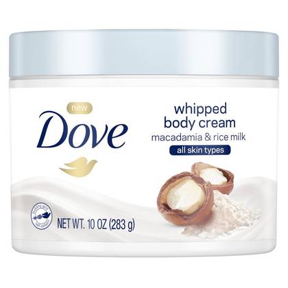 Dove Whipped Body Cream Macadamia and Rice Milk, 10 oz