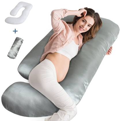 Biloban-Pregnancy Pillow Full Body, Mom Cozy Pillow Pregancy ，Pillow Included, Cooling Fabric Preganancy Pillow