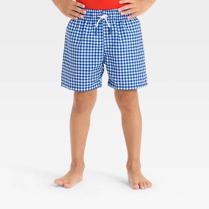 Toddler Boys' Gingham Trunk - Cat & Jack™ Blue 3T