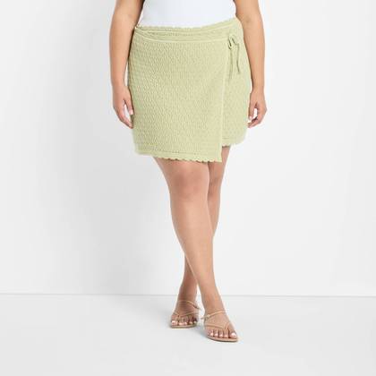 Women's High-Rise Sweater Wrap Mini Skirt - Future Collective Sage Green XXL