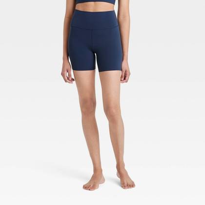 Women's Everyday Soft Ultra High-Rise Bike Shorts 6" - All In Motion™ Navy Blue M: Moisture Wicking, Quick Dry, UPF 50+