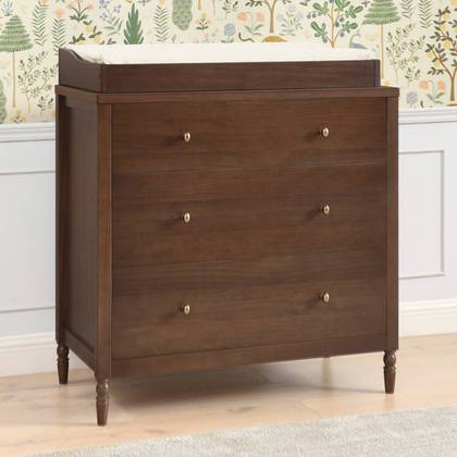 Delta Children Serena 3 Drawer Dresser with Changing Top - Teak Brown: Wood Frame, Traditional Style, Stained Finish