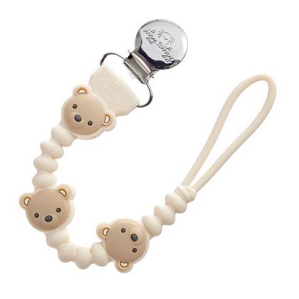 Itzy Ritzy Beaded Pacifier Clip - Universal Fit, Silicone Holder - Bear: BPA-Free
