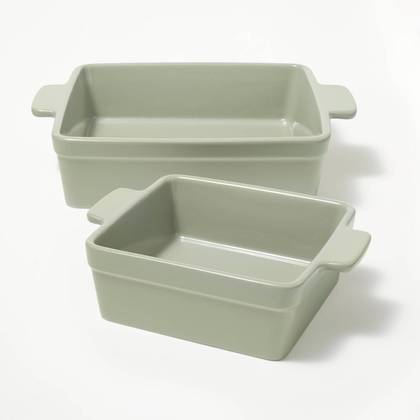 2pc Stoneware Square Baking Dish Set Sage Green - Figmint™: Figmint Kitchen Bakeware, Microwave & Oven Safe