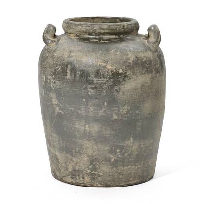 LuxenHome Vintage Ceramic Flower Vase,15'' Tall Farmhouse Jug Brown Large Vase for Room Decor, Rustic Terracotta Vase Entry Way Table Home Decor