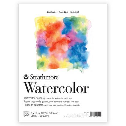 Strathmore Watercolor Pad 9"x12" 20 Sheet: Sketch & Drawing Pad, Matte Finish, Top Bound, 90 lb, White