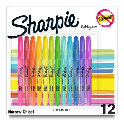 Sharpie 12ct Highlighters Pocket Fine Tip Assorted Colors: Multicolored Markers for School & Office, Art Stationery