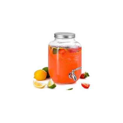 Kook Glass Beverage Dispenser, 1 Gallon, Silver