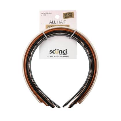 scünci Thin Microsuede Headbands - Neutrals - All Hair - 4pcs: Hair Styling, Securing Hair
