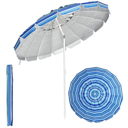 Costway 8 FT Beach Umbrella Outdoor Tilt Sunshade Sand Anchor W/Carry Bag Navy
