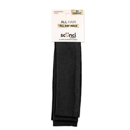scünci No Damage Stretch Fabric Headbands - Black - All Hair - 5pcs: Hair Styling, Solid Pattern, Elastic