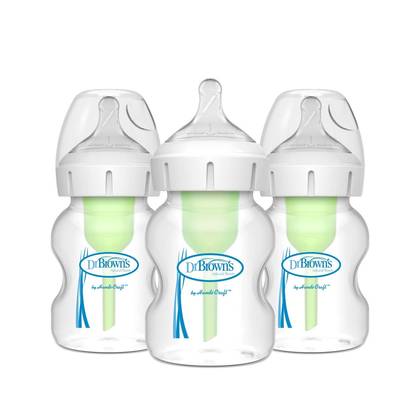 Dr. Brown's 5oz Anti-Colic Options+ Wide-Neck Baby Bottle with Level 1 Slow Flow Nipple - 3pk - 0m+