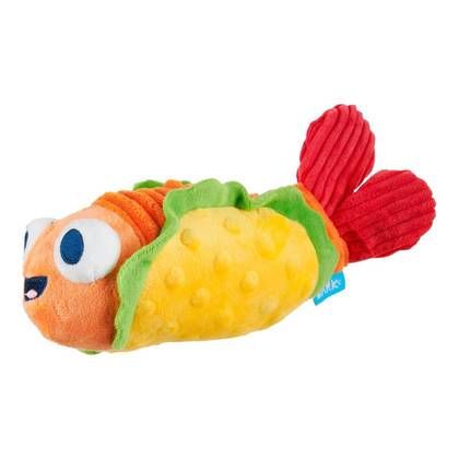 BARK Eduardo The Shrimp Taco Dog Toy: Squeaks, Crinkles, Plush, For All Ages