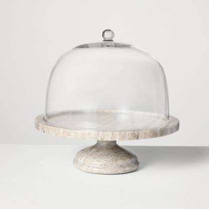Marble Covered Dessert Pedestal Warm Gray - Hearth & Hand™ with Magnolia