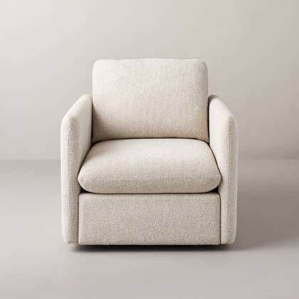 Boucle Upholstered Swivel Arm Chair - Cream - Hearth & Hand™ with Magnolia: Comfortable Accent Chair, Farmhouse Style, Rotating Base