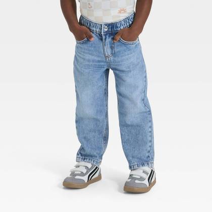 Toddler Boys' Relaxed Fit Snap Denim Pants - Cat & Jack™ Light Wash 12M