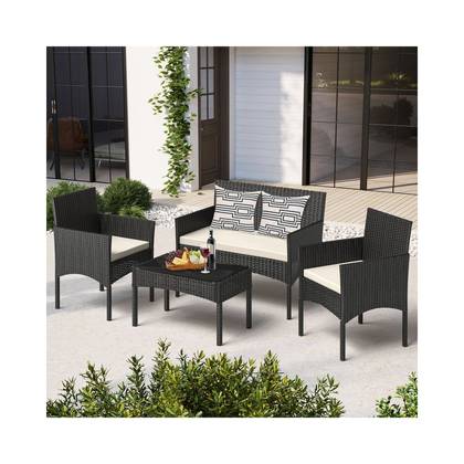 EROMMY Person Outdoor Seating Group with Cushions,Black