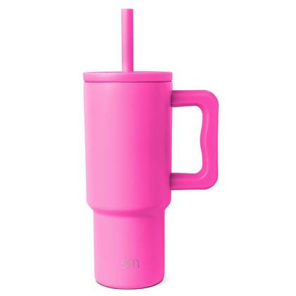 Simple Modern 24oz Stainless Steel Trek Raspberry Vibes Straw Tumbler Pink: Dishwasher-Safe, Cold Beverages, All Ages