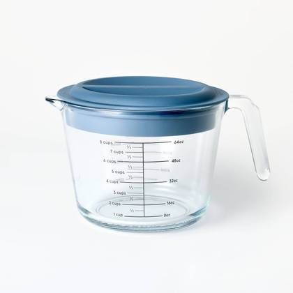 8 Cup Glass Measuring Cup with Lid - Figmint™: Borosilicate Glass, 2000ml Capacity, Dishwasher & Freezer Safe