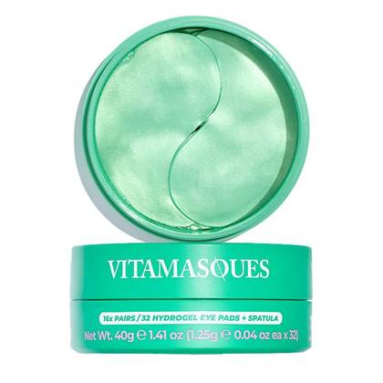 Vitamasques Collagen Caffeine Eye Pads Jar - 1.41oz/32ct: Brightening, Dark Circle Reduction, Vegan