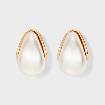 Pearl J-Hoop Earrings - A New Day™ White: Nickel-Free Metal, Post Closure
