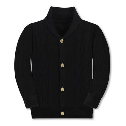 Gioberti Boy's 100% Cotton Knitted Shawl Collar Cardigan Sweater, Black, Size 10