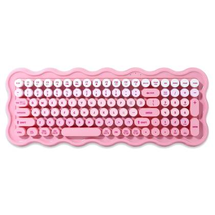 iJoy Wireless Wavy Keyboard - Pink: Slim Design, ABS Material, Computer Accessories