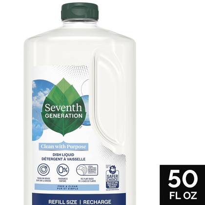 Seventh Generation Free & Clear Liquid Dish Soap - 50 fl oz: Hypoallergenic, No Fragrance Added, Phosphate-Free