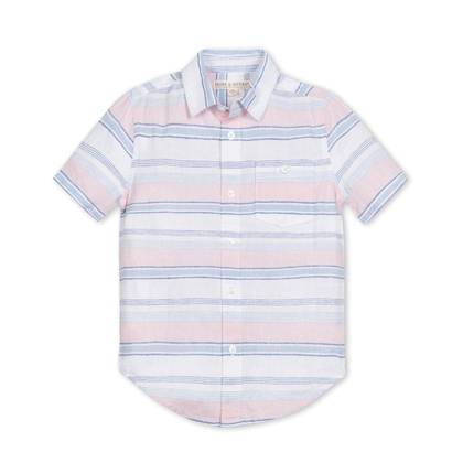 Hope & Henry Boys' Linen Short Sleeve Button Down Shirt, Kids, XX-Small