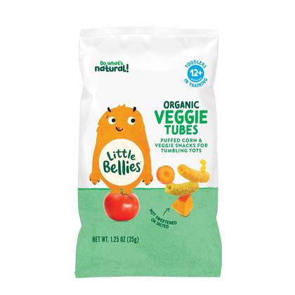 Little Bellies Organic Veggie Tubes Baby Snacks - 1.25oz: Age 12 Months & Up, Cheese & Tomato Flavors, Ready to Eat