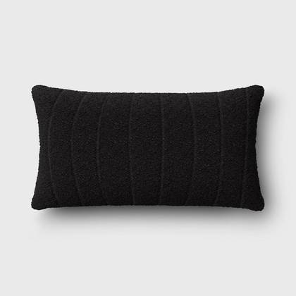 Oversized Channeled Boucle Lumbar Throw Pillow Black - Threshold™: Soft, Reversible, Indoor Use, Polyester Fill