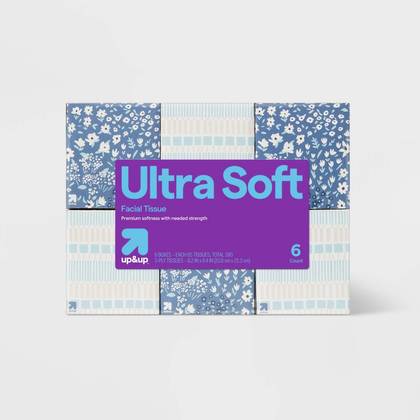Ultra Soft 3-Ply Facial Tissue - 6pk/390ct - up&up™: Square Container