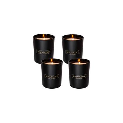 Benevolence LA Premium Scented Wood Wicked Candles In Black Glass Jar - Variety Pack Of 4 Candles