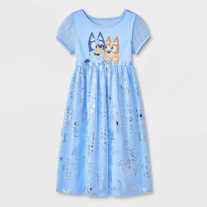 Toddler Girls' Bluey Fantasy NightGown - Blue 4T